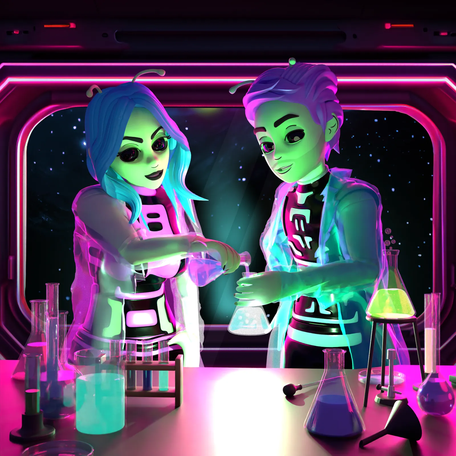Scientists 3D scene